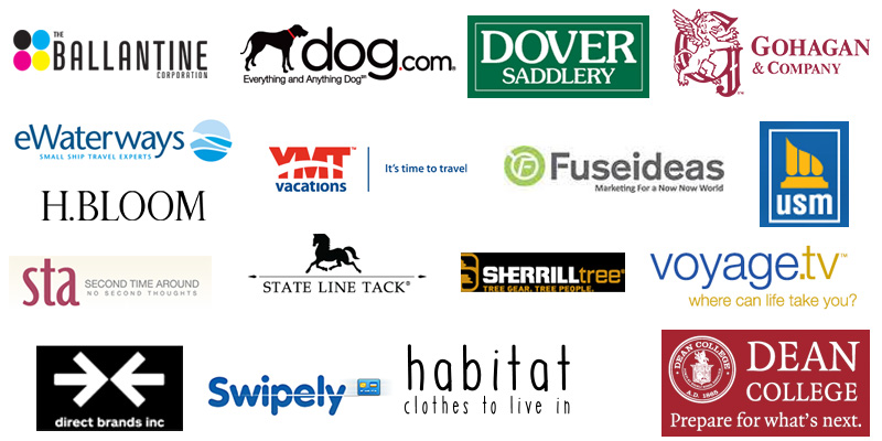 Client portfolio: Ballantine Corporation, dog.com, Dover Saddlery, Gohagan & Company, eWaterways, YMT Vacations, Fuseideas, USM, H.Bloom, Second Time Around, State Line Tack, Sherrilltree, voyage.tv, Direct Brands, Swipely, Habitat Clothes, and Dean College